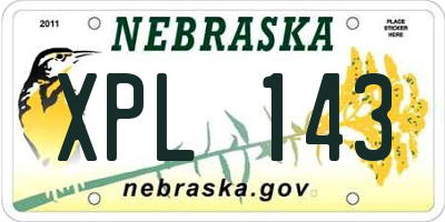 NE license plate XPL143
