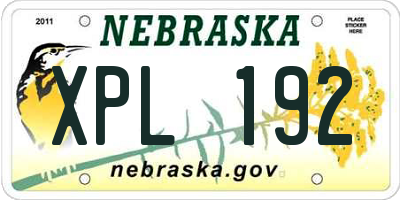 NE license plate XPL192