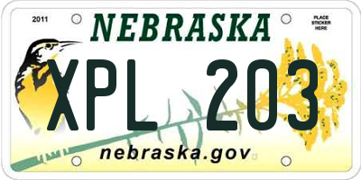 NE license plate XPL203