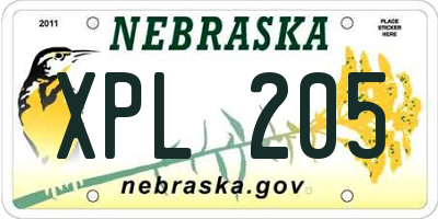 NE license plate XPL205