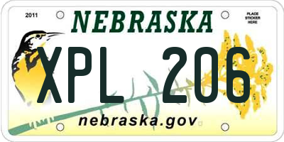 NE license plate XPL206