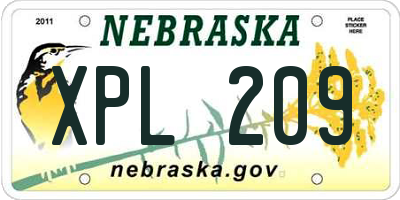 NE license plate XPL209