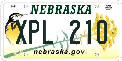 NE license plate XPL210
