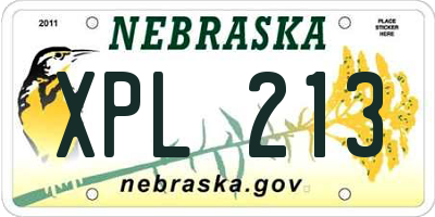 NE license plate XPL213