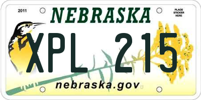 NE license plate XPL215