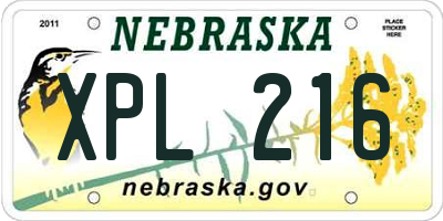 NE license plate XPL216