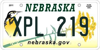 NE license plate XPL219