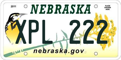 NE license plate XPL222
