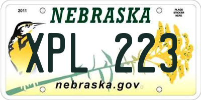 NE license plate XPL223