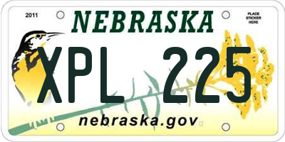 NE license plate XPL225