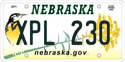 NE license plate XPL230