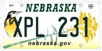 NE license plate XPL231