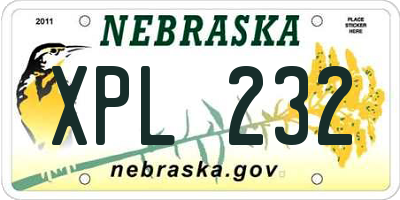 NE license plate XPL232