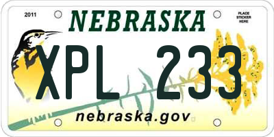 NE license plate XPL233