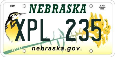 NE license plate XPL235