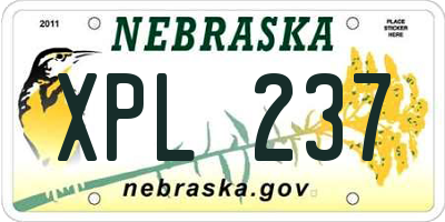 NE license plate XPL237