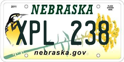 NE license plate XPL238