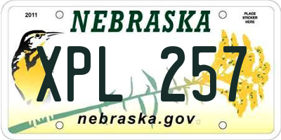 NE license plate XPL257