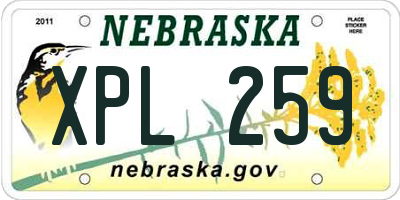 NE license plate XPL259