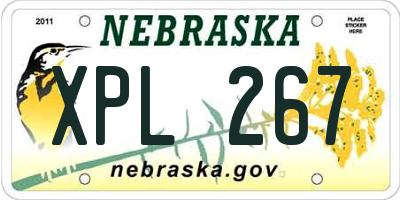 NE license plate XPL267