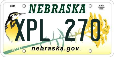 NE license plate XPL270