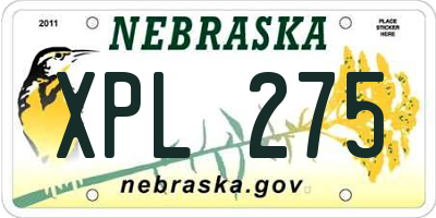 NE license plate XPL275