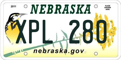NE license plate XPL280