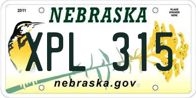 NE license plate XPL315