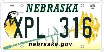 NE license plate XPL316
