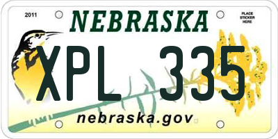 NE license plate XPL335
