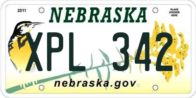NE license plate XPL342