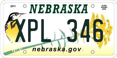 NE license plate XPL346