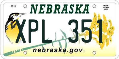 NE license plate XPL351