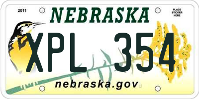 NE license plate XPL354