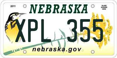 NE license plate XPL355