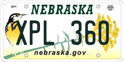 NE license plate XPL360