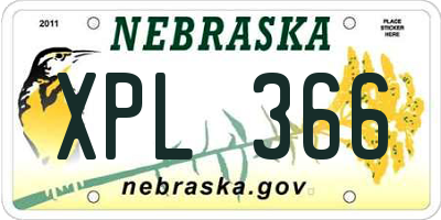 NE license plate XPL366