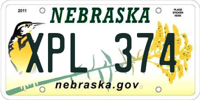 NE license plate XPL374