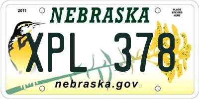 NE license plate XPL378