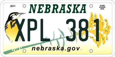 NE license plate XPL381