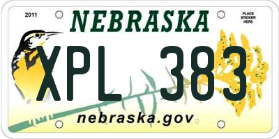 NE license plate XPL383