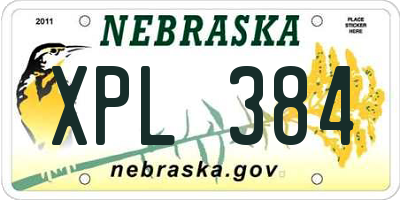 NE license plate XPL384