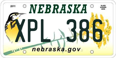 NE license plate XPL386