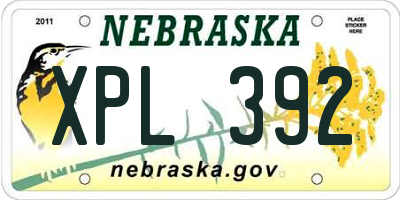 NE license plate XPL392