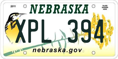 NE license plate XPL394
