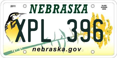 NE license plate XPL396