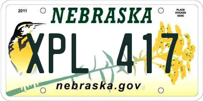 NE license plate XPL417
