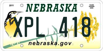 NE license plate XPL418