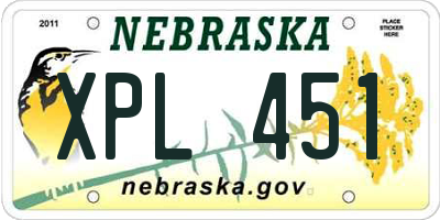 NE license plate XPL451