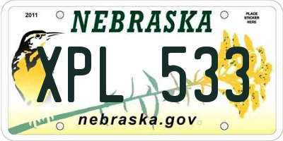 NE license plate XPL533